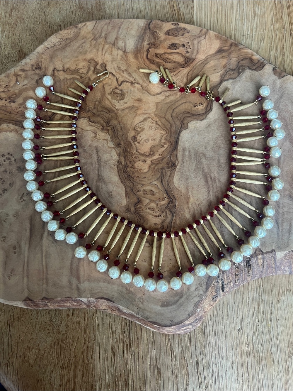 Vintage Crown Trifari Rare Egyptian Revival Beaded Collar Necklace excellent!
